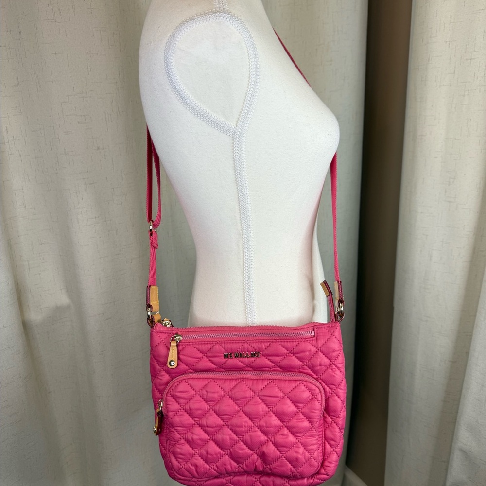 MZ Wallace Zinnia Pink Quilted Metro Scout Deluxe Crossbody Bag Gold Hardware - Picture 2 of 13